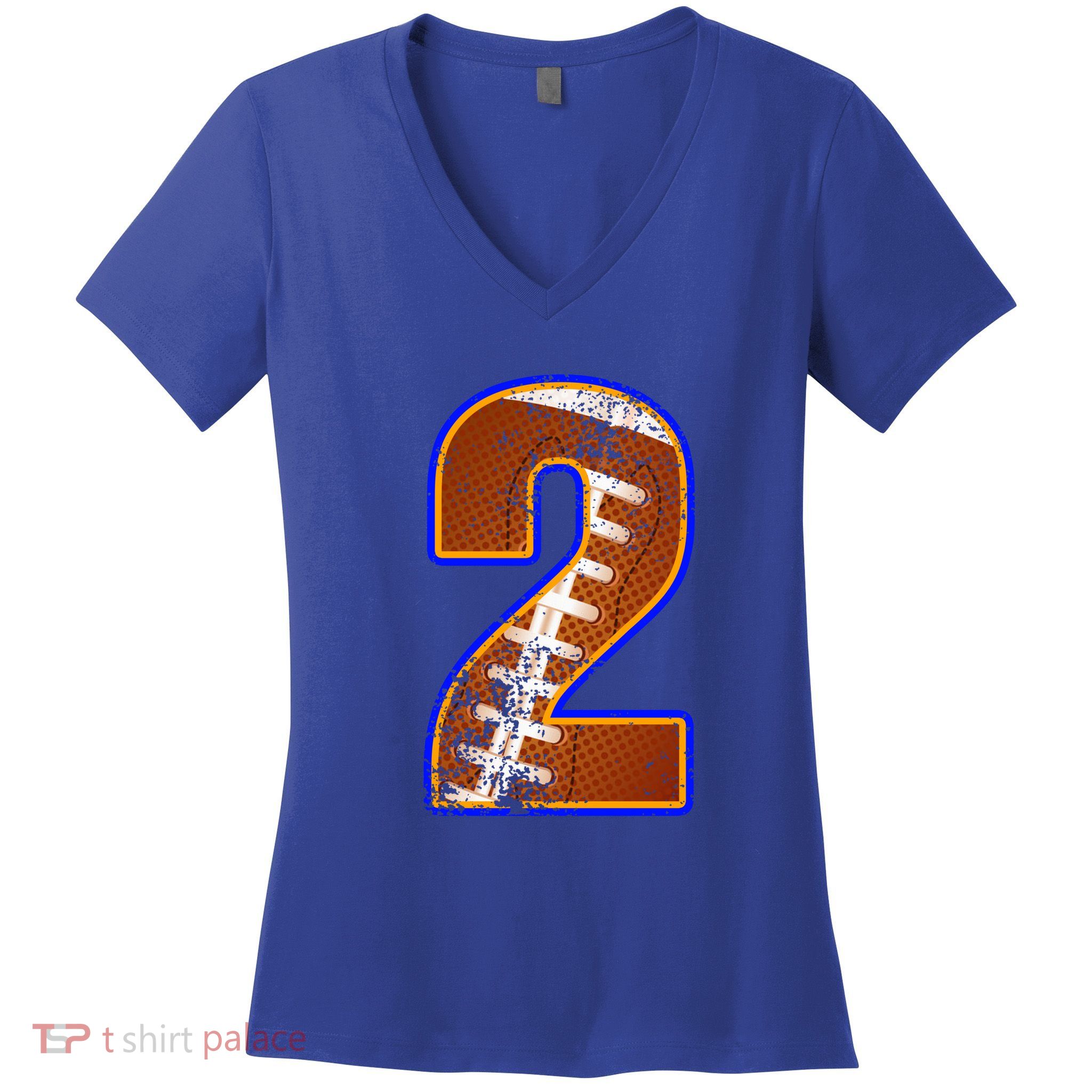 American Football Player Number Two Women's V-Neck T-Shirt