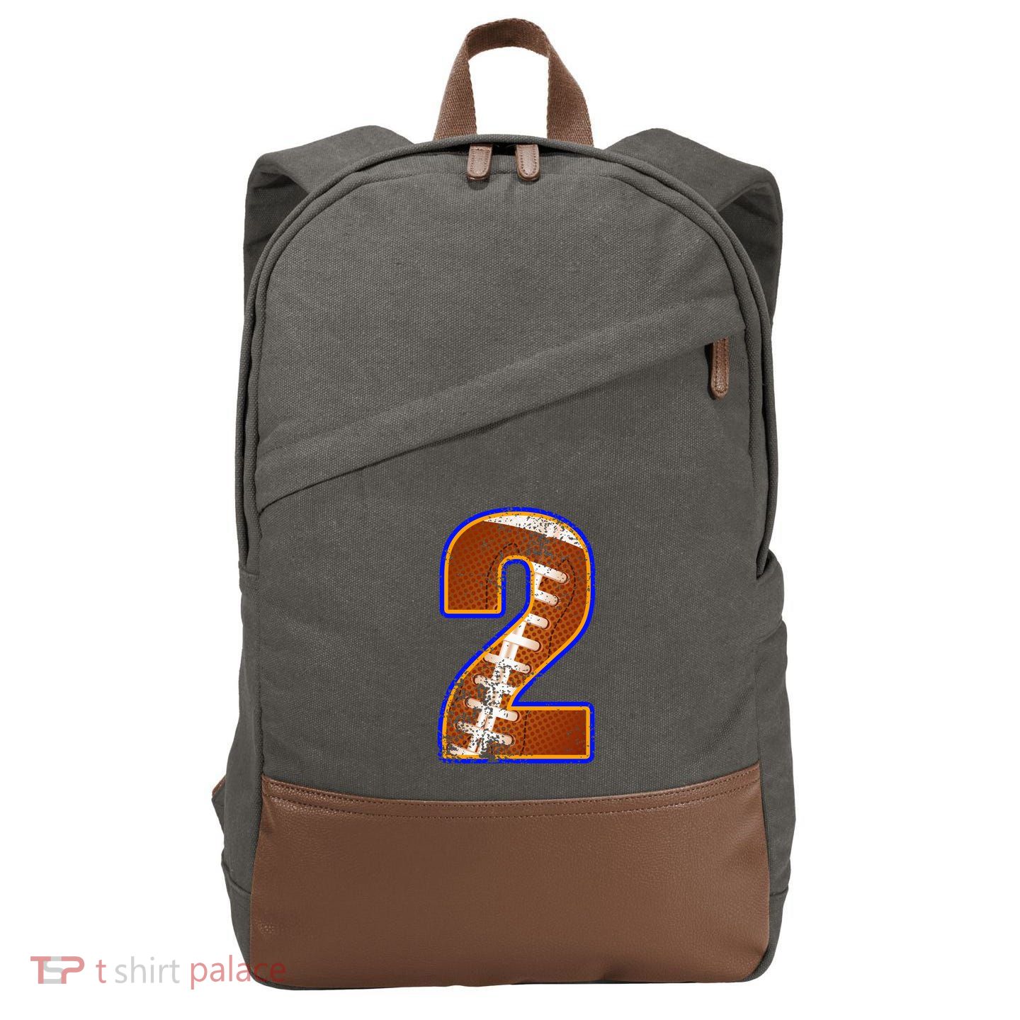 American Football Player Number Two Cotton Canvas Backpack
