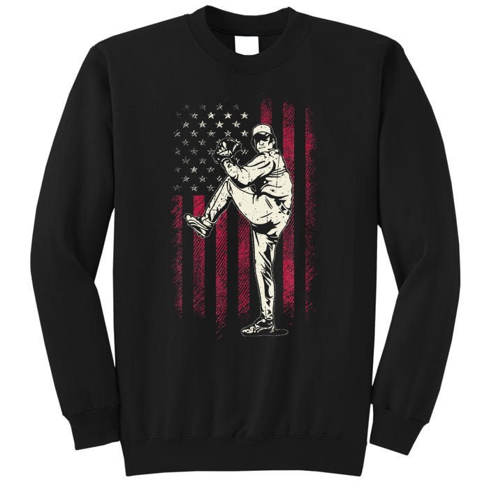 American Flag Pitcher Baseball Apparel Baseball Sweatshirt