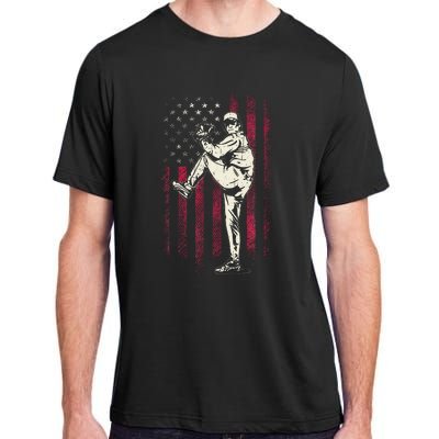 American Flag Pitcher Baseball Apparel Baseball Adult ChromaSoft Performance T-Shirt