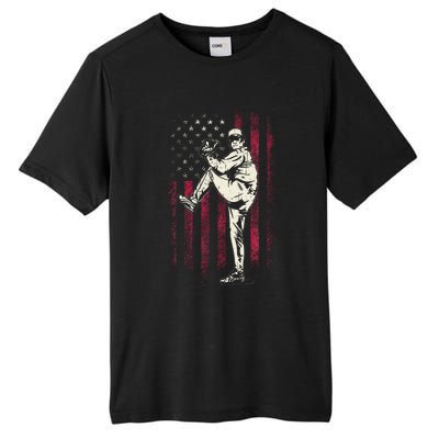 American Flag Pitcher Baseball Apparel Baseball Tall Fusion ChromaSoft Performance T-Shirt