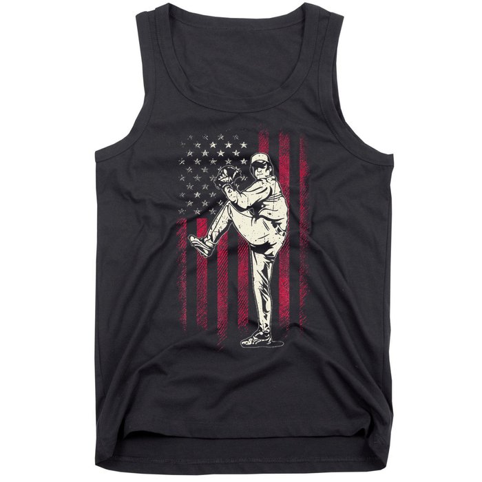 American Flag Pitcher Baseball Apparel Baseball Tank Top