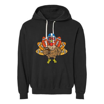 American Football Player Turkey Thanksgiving Day Garment-Dyed Fleece Hoodie