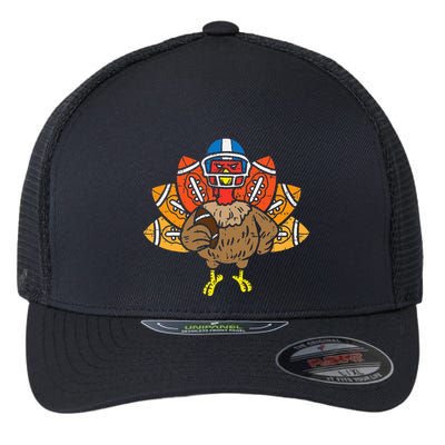American Football Player Turkey Thanksgiving Day Flexfit Unipanel Trucker Cap