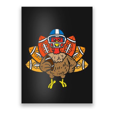 American Football Player Turkey Thanksgiving Day Poster