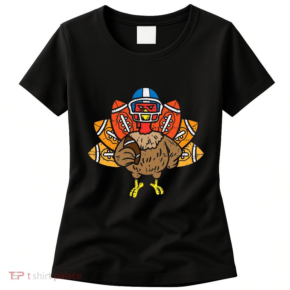 American Football Player Turkey Thanksgiving Day Womens T-Shirt