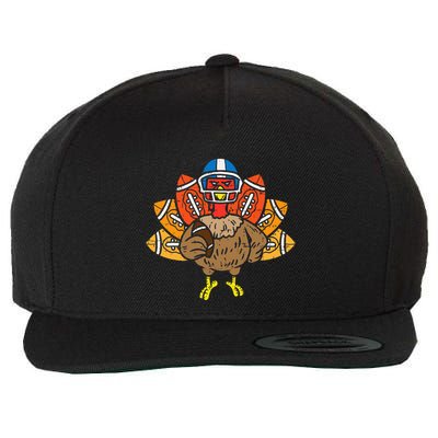 American Football Player Turkey Thanksgiving Day Wool Snapback Cap