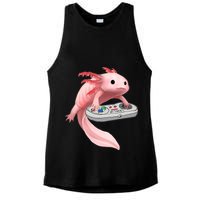 Axolotl Fish Playing Video Game White-Axolotl Lizard Gamers Ladies PosiCharge Tri-Blend Wicking Tank