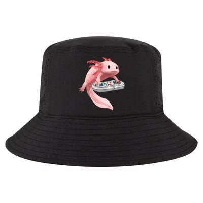 Axolotl Fish Playing Video Game White-Axolotl Lizard Gamers Cool Comfort Performance Bucket Hat