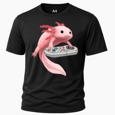 Axolotl Fish Playing Video Game White-Axolotl Lizard Gamers Cooling Performance Crew T-Shirt