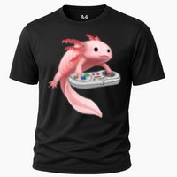 Axolotl Fish Playing Video Game White-Axolotl Lizard Gamers Cooling Performance Crew T-Shirt