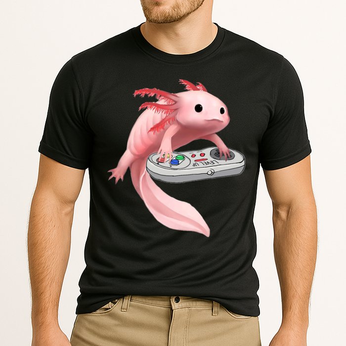 Axolotl Fish Playing Video Game White-Axolotl Lizard Gamers Cooling Performance Crew T-Shirt