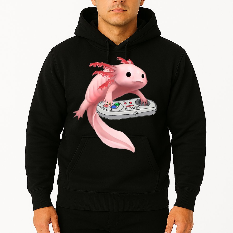 Axolotl Fish Playing Video Game White-Axolotl Lizard Gamers Hoodie