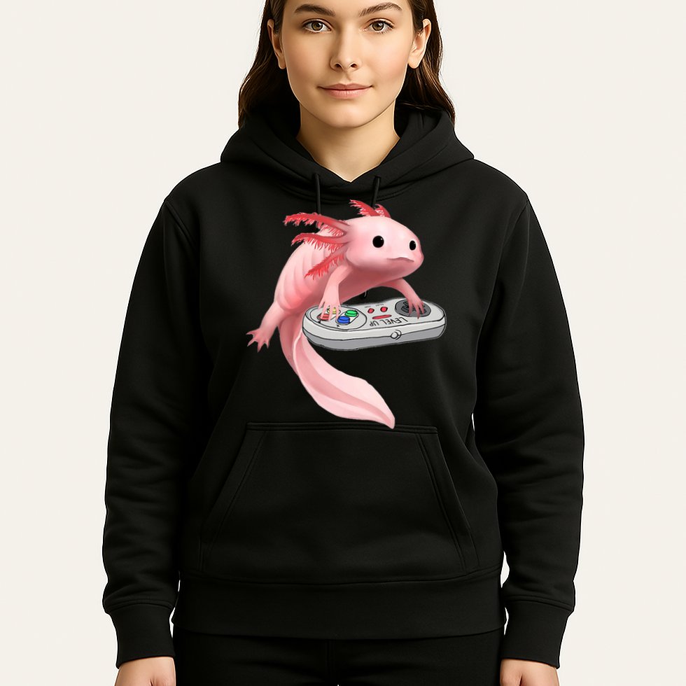 Axolotl Fish Playing Video Game White-Axolotl Lizard Gamers Hoodie