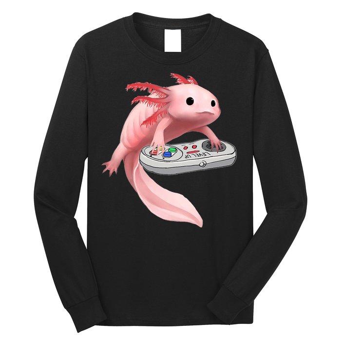 Axolotl Fish Playing Video Game White-Axolotl Lizard Gamers Long Sleeve Shirt