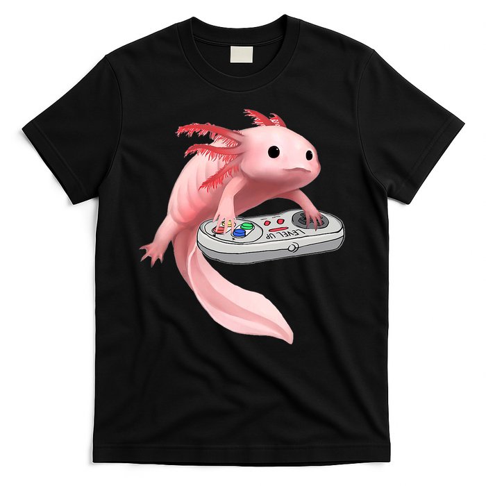 Axolotl Fish Playing Video Game White-Axolotl Lizard Gamers T-Shirt