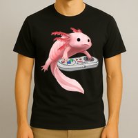 Axolotl Fish Playing Video Game White-Axolotl Lizard Gamers T-Shirt