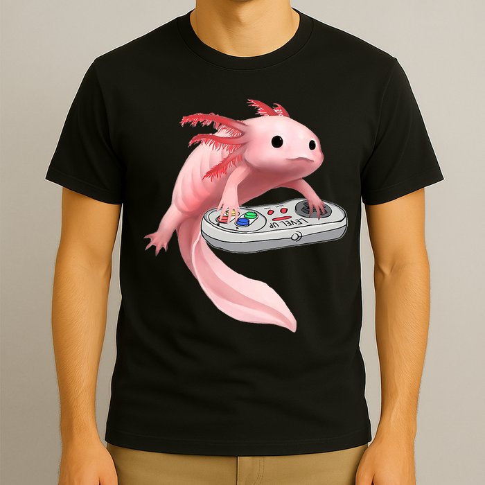 Axolotl Fish Playing Video Game White-Axolotl Lizard Gamers T-Shirt