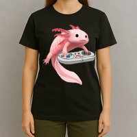 Axolotl Fish Playing Video Game White-Axolotl Lizard Gamers T-Shirt