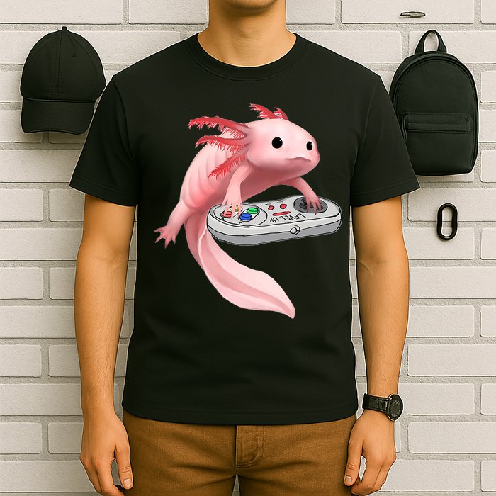 Axolotl Fish Playing Video Game White-Axolotl Lizard Gamers T-Shirt