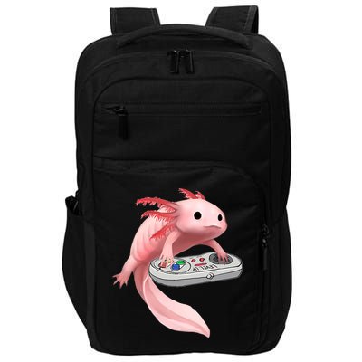 Axolotl Fish Playing Video Game White-Axolotl Lizard Gamers Impact Tech Backpack