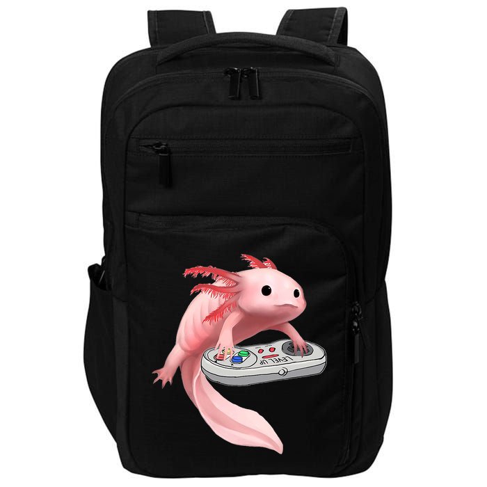 Axolotl Fish Playing Video Game White-Axolotl Lizard Gamers Impact Tech Backpack