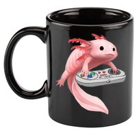 Axolotl Fish Playing Video Game White-Axolotl Lizard Gamers 11oz C Handle Ceramic Mug