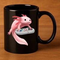 Axolotl Fish Playing Video Game White-Axolotl Lizard Gamers 11oz C Handle Ceramic Mug