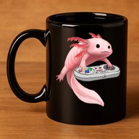Axolotl Fish Playing Video Game White-Axolotl Lizard Gamers 11oz C Handle Ceramic Mug