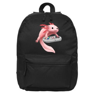 Axolotl Fish Playing Video Game White-Axolotl Lizard Gamers 16 in Basic Backpack