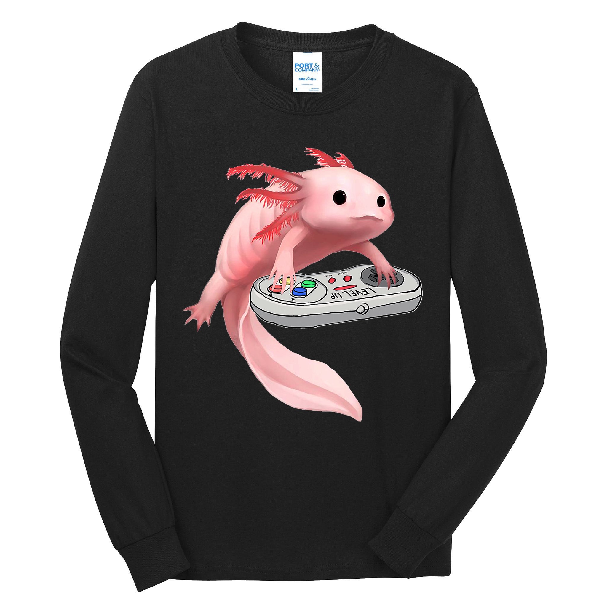 Axolotl Fish Playing Video Game White-Axolotl Lizard Gamers Tall Long Sleeve T-Shirt