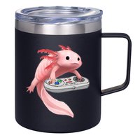 Axolotl Fish Playing Video Game White-Axolotl Lizard Gamers 12oz Stainless Steel Coffee Mug