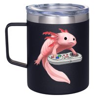 Axolotl Fish Playing Video Game White-Axolotl Lizard Gamers 12oz Stainless Steel Coffee Mug