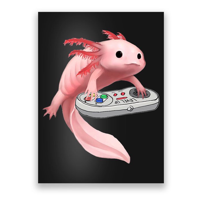 Axolotl Fish Playing Video Game White-Axolotl Lizard Gamers Poster