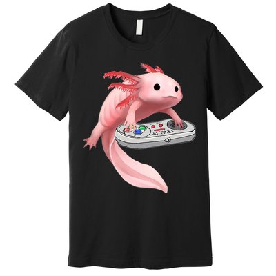 Axolotl Fish Playing Video Game White-Axolotl Lizard Gamers Premium T-Shirt