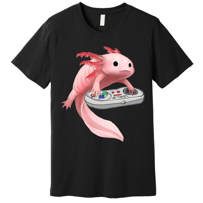 Axolotl Fish Playing Video Game White-Axolotl Lizard Gamers Premium T-Shirt