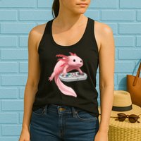 Axolotl Fish Playing Video Game White-Axolotl Lizard Gamers Womens Tank Top