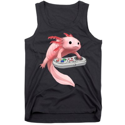 Axolotl Fish Playing Video Game White-Axolotl Lizard Gamers Tank Top