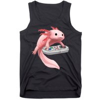 Axolotl Fish Playing Video Game White-Axolotl Lizard Gamers Tank Top