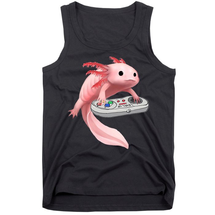 Axolotl Fish Playing Video Game White-Axolotl Lizard Gamers Tank Top
