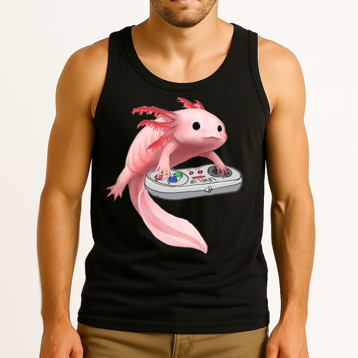 Axolotl Fish Playing Video Game White-Axolotl Lizard Gamers Tank Top