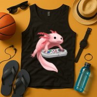 Axolotl Fish Playing Video Game White-Axolotl Lizard Gamers Tank Top