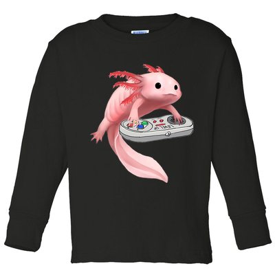 Axolotl Fish Playing Video Game White-Axolotl Lizard Gamers Toddler Long Sleeve Shirt