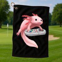 Axolotl Fish Playing Video Game White-Axolotl Lizard Gamers Golf Towel