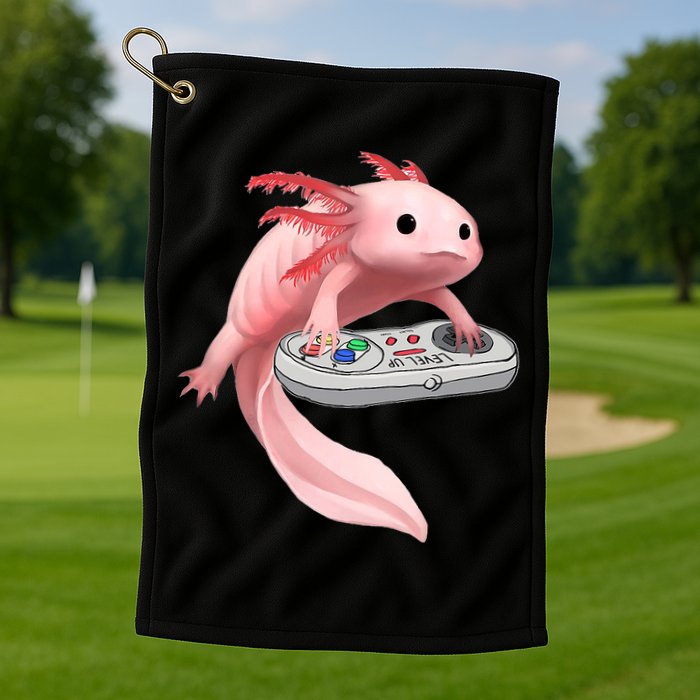 Axolotl Fish Playing Video Game White-Axolotl Lizard Gamers Golf Towel