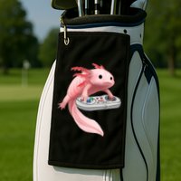 Axolotl Fish Playing Video Game White-Axolotl Lizard Gamers Golf Towel