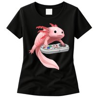 Axolotl Fish Playing Video Game White-Axolotl Lizard Gamers Womens T-Shirt