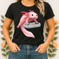 Axolotl Fish Playing Video Game White-Axolotl Lizard Gamers Womens T-Shirt