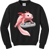 Axolotl Fish Playing Video Game White-Axolotl Lizard Gamers Kids Sweatshirt