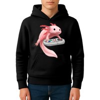 Axolotl Fish Playing Video Game White-Axolotl Lizard Gamers Kids Hoodie